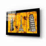 Pisa Paris London Glassbild