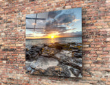 Sunset on the Beach Glass Wall Art