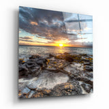 Sunset on the Beach Glass Wall Art