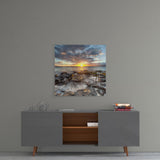 Sunset on the Beach Glass Wall Art