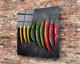 Colored Peppers Glass Wall Art