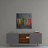 Colored Peppers Glass Wall Art