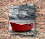 Red Kayak Glass Wall Art