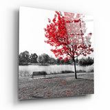 Red Tree Glass Wall Art