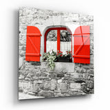 Red Window Glass Wall Art