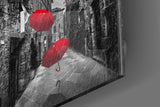 Red Umbrella Glass Wall Art