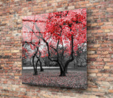 Red Tree Glass Wall Art