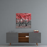 Red Tree Glass Wall Art