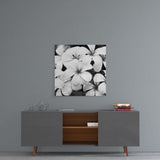 Black and White Flowers Glass Wall Art