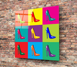 Colored Shoes Glass Wall Art