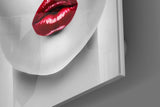 Red Lipstick Woman Glass Wall Art