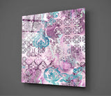 Purple Damask Glass Wall Art