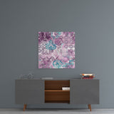 Purple Damask Glass Wall Art