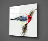 Red Bird Glass Wall Art