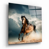 Running Horse Glass Wall Art