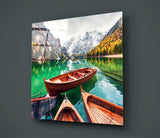 Lake and Mountain Landscape Glass Wall Art