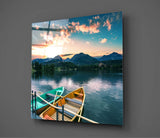 Lake and Mountain Landscape Glass Wall Art