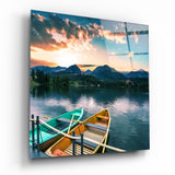 Lake and Mountain Landscape Glass Wall Art