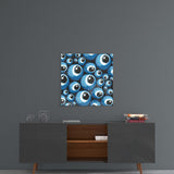 Blue Evil Eye Beads Glass Wall Art