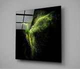 Green Parrot Glass Wall Art