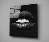 Black Lips Glass Wall Art