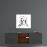 Flower Crowned Woman Glass Wall Art