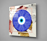 Blue Modern Evil Eye Bead Glass Wall Art