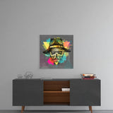 Skull - Never Without a Hat Glass Wall Art