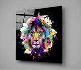 Colored Fury of the Lion Glass Wall Art