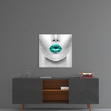 Emerald Lips Glass Wall Art