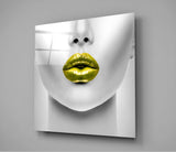 Gold Lips Glass Wall Art