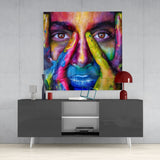 Painted Face Glass Wall Art