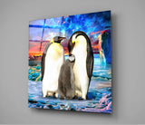 Penguin Family Glass Wall Art