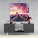 Tulip Field Glass Wall Art