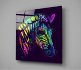 Colorful Zebra Glass Wall Art | Insigne Art Design