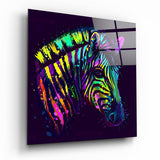 Colorful Zebra Glass Wall Art | Insigne Art Design