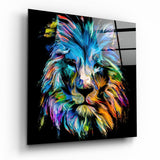 Blue Lion Glass Wall Art | Insigne Art Design