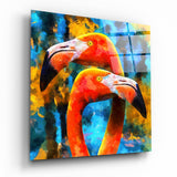 Flamingos Glass Wall Art