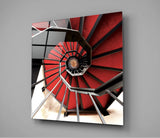 Red Stair Glass Wall Art | Insigne Art Design