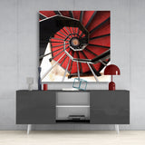 Red Stair Glass Wall Art | Insigne Art Design