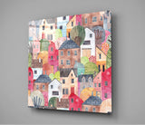 Cute Houses Glass Wall Art | Insigne Art Design