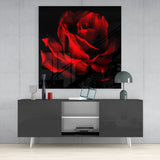 Red Rose Glass Wall Art | Insigne Art Design