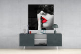 Red Lips Glass Wall Art