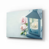 Kerze & Rose Glasbild