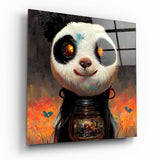 Panda Cup Glass Wall Art  || Designer Collection | Insigne Art Design