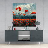 Poppy Glass Wall Art  || Designer Collection | Insigne Art Design