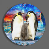 Penguin Family Glass Wall Art