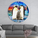 Penguin Family Glass Wall Art