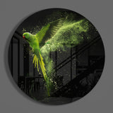 Green Parrot Glass Wall Art