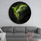 Green Parrot Glass Wall Art